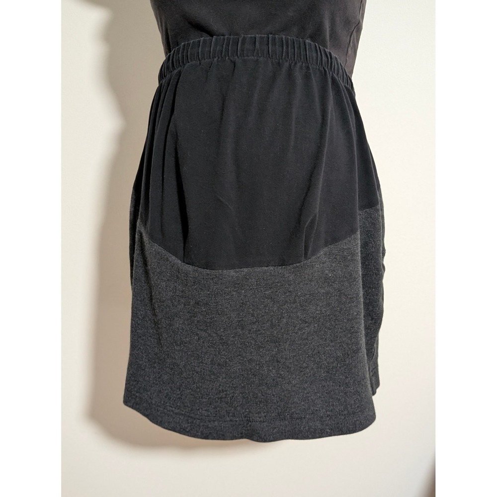Maternity Gray Mini Skirt Elastic Waist Stretch Knit Full Belly Womens Medium